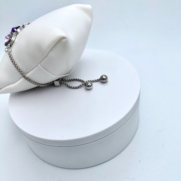 Crystal Rivoli Purple Tone Adjustable Silver Bracelet - Picture 6 of 8